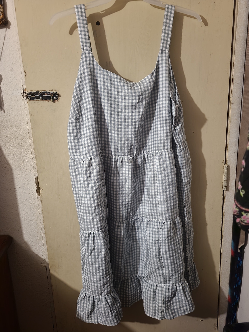 Gingham Tiered Sundress in Light Blue and White